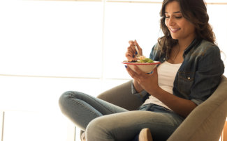 woman eating healthy food